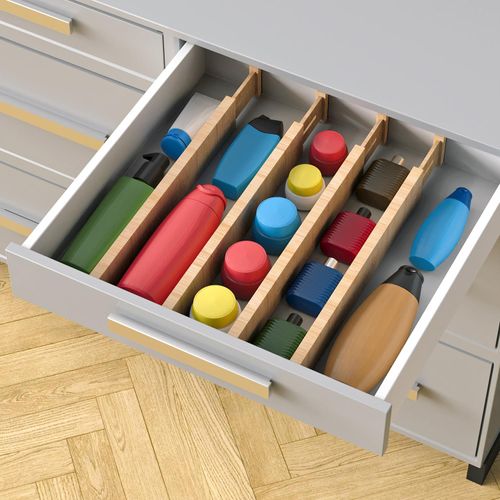 Bamboo Spring-Loaded Drawer Dividers (Adjustable)